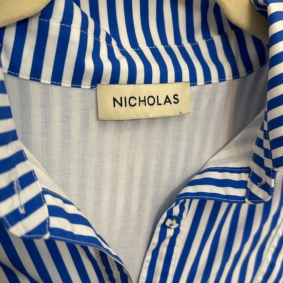 Nicholas striped cotton maxi summer dress blue US size 4 small - Picture 11 of 15